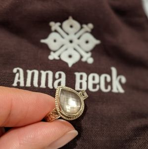 Anna Beck Gold Plated Sterling Silver Gili Dot Faceted Topaz Teardrop Ring